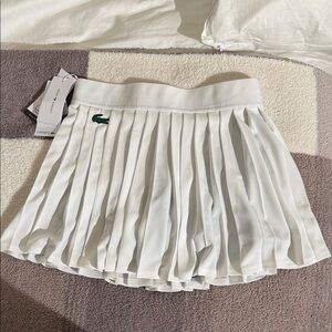 Lacoste White Pleated Tennis Skirt with Green Crocodile Accent